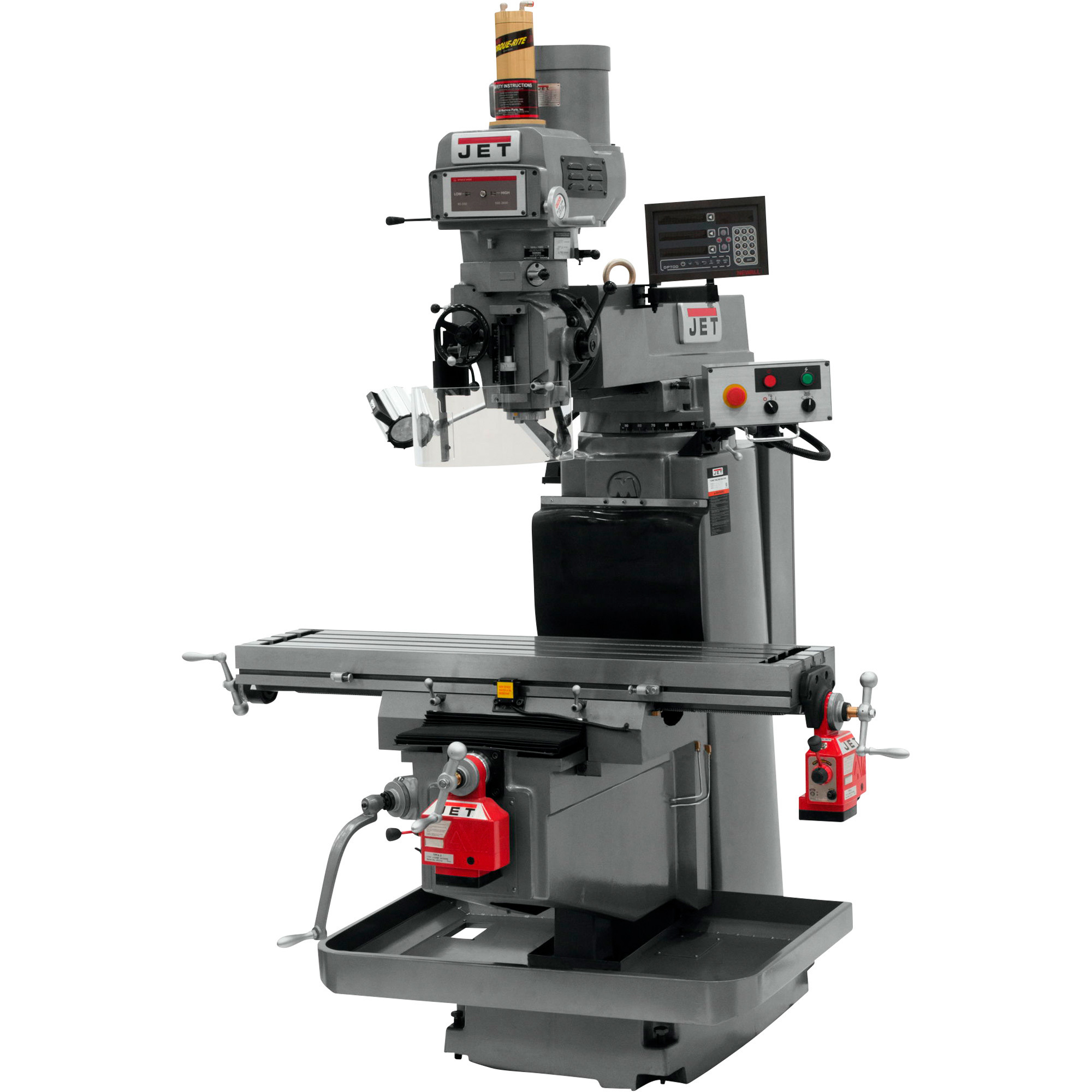 JET  Milling Machine with Newall DP700 DRO, X & Y Powerfeeds and Air Power Drawbar, 12in. x 54in., 230 Volt, 3-Phase, Model# JTM-1254VS